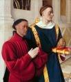 Jean Fouquet-Left wing of Melun diptych depicts Etienne Chevalier with his patron saint St.Stephen